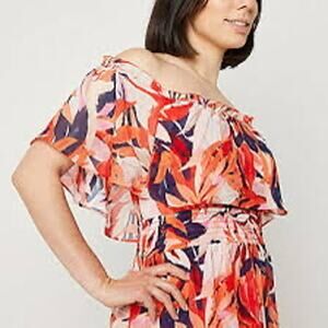 Rabbit Rabbit Rabbit Floral Design Off the Shoulder Maxi Dress, B79, 20W,